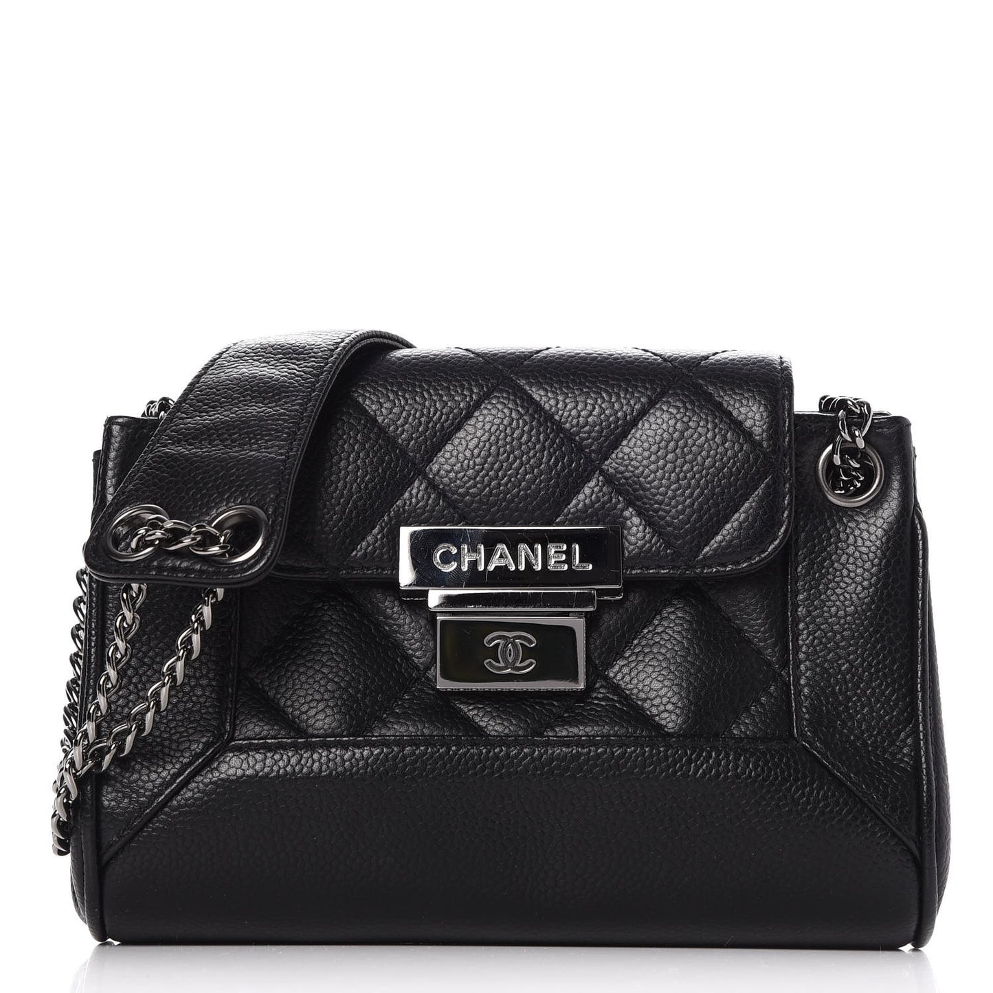 Caviar Small Accordion Flap Black