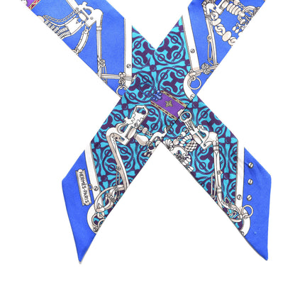 Hermes Silk Mors Et Gourmettes Remix Twilly Bleu Roy Turquoise Prune 3 of 3