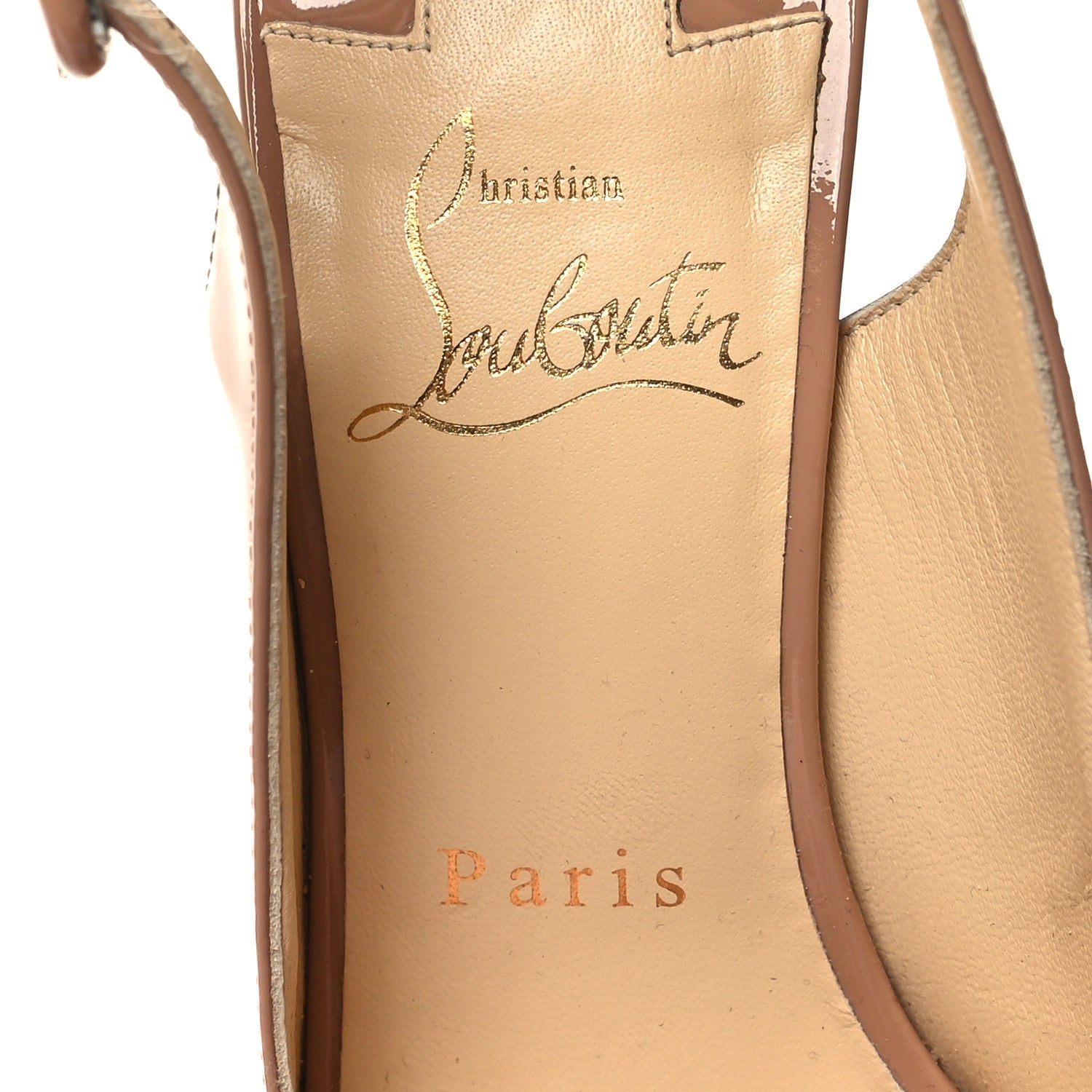 Christian Louboutin Patent Cork Une Plume Sling 120 Wedges 37 Nude 7 of 8