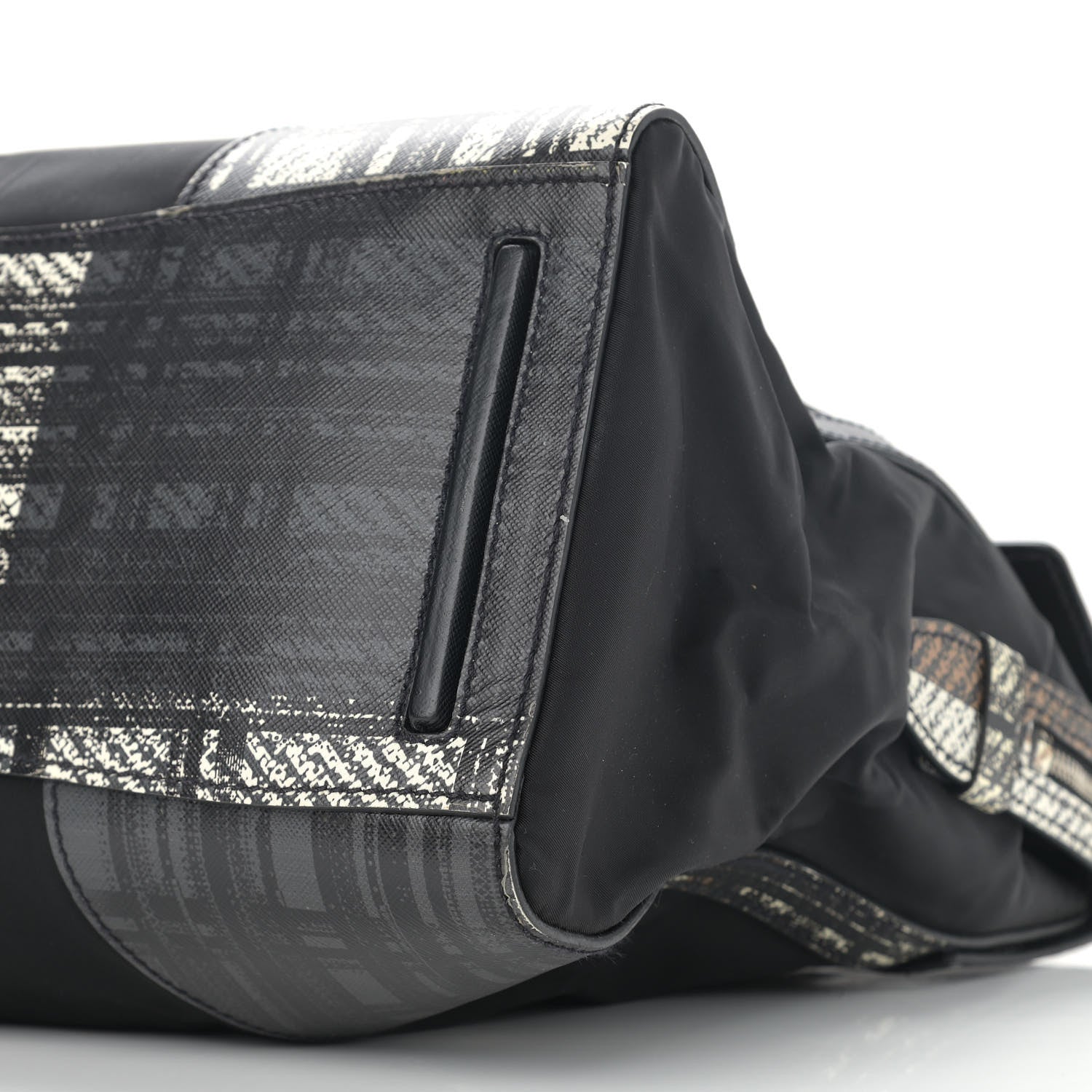 Prada Tessuto Nylon Saffiano Tartan Print Satchel Bianco Dis Tartan 11 of 13