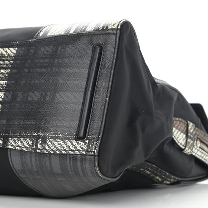 Prada Tessuto Nylon Saffiano Tartan Print Satchel Bianco Dis Tartan 11 of 13
