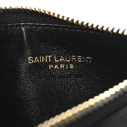 Saint Laurent Lambskin Matelasse Cassandre Carre Fragments Zippered Card Case Black 6 of 8