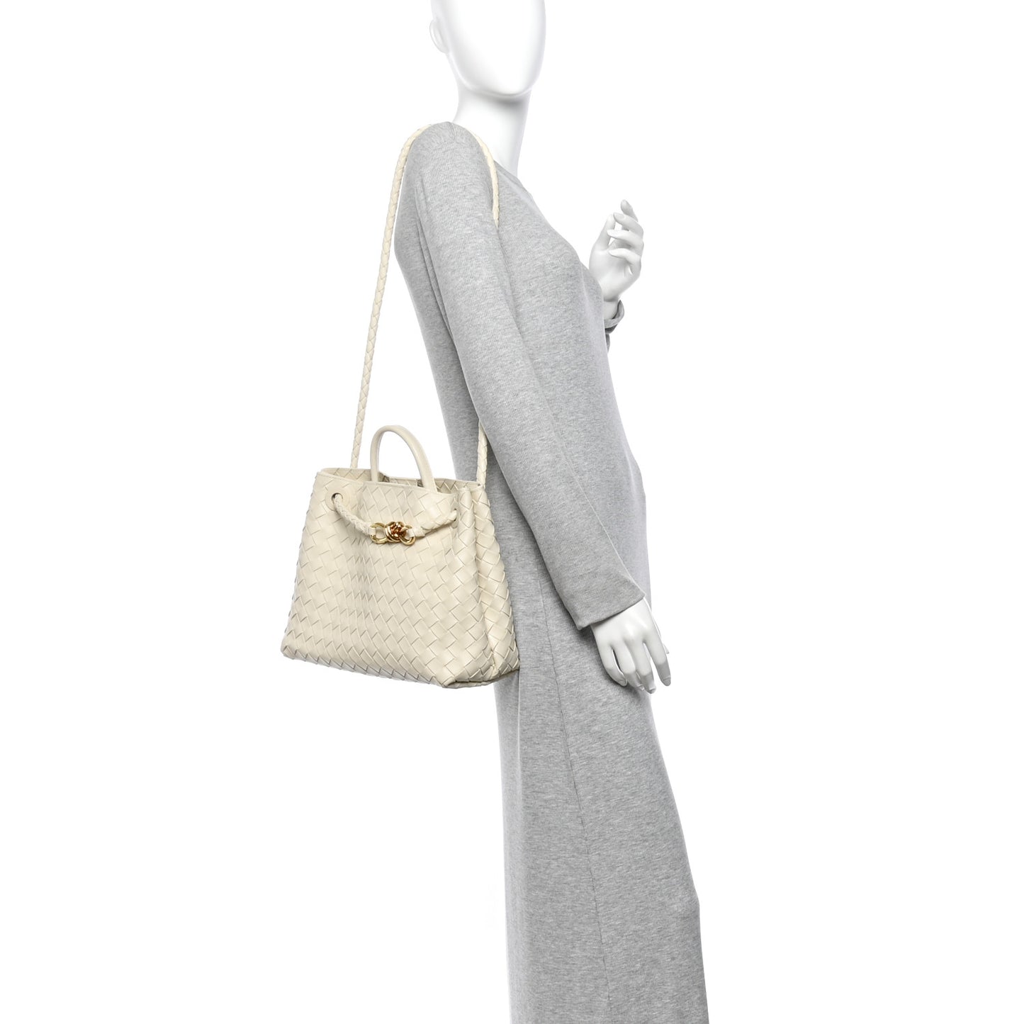 Nappa Intrecciato Medium Andiamo Shoulder Bag Sea Salt