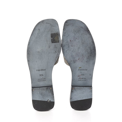Hermes Suede Goatskin Crystal Powder Oran Sandals 38.5 5 of 9