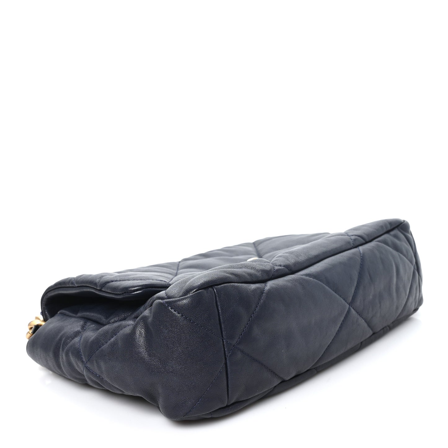 Goatskin Quilted Large Chanel 19 Flap Navy Blue