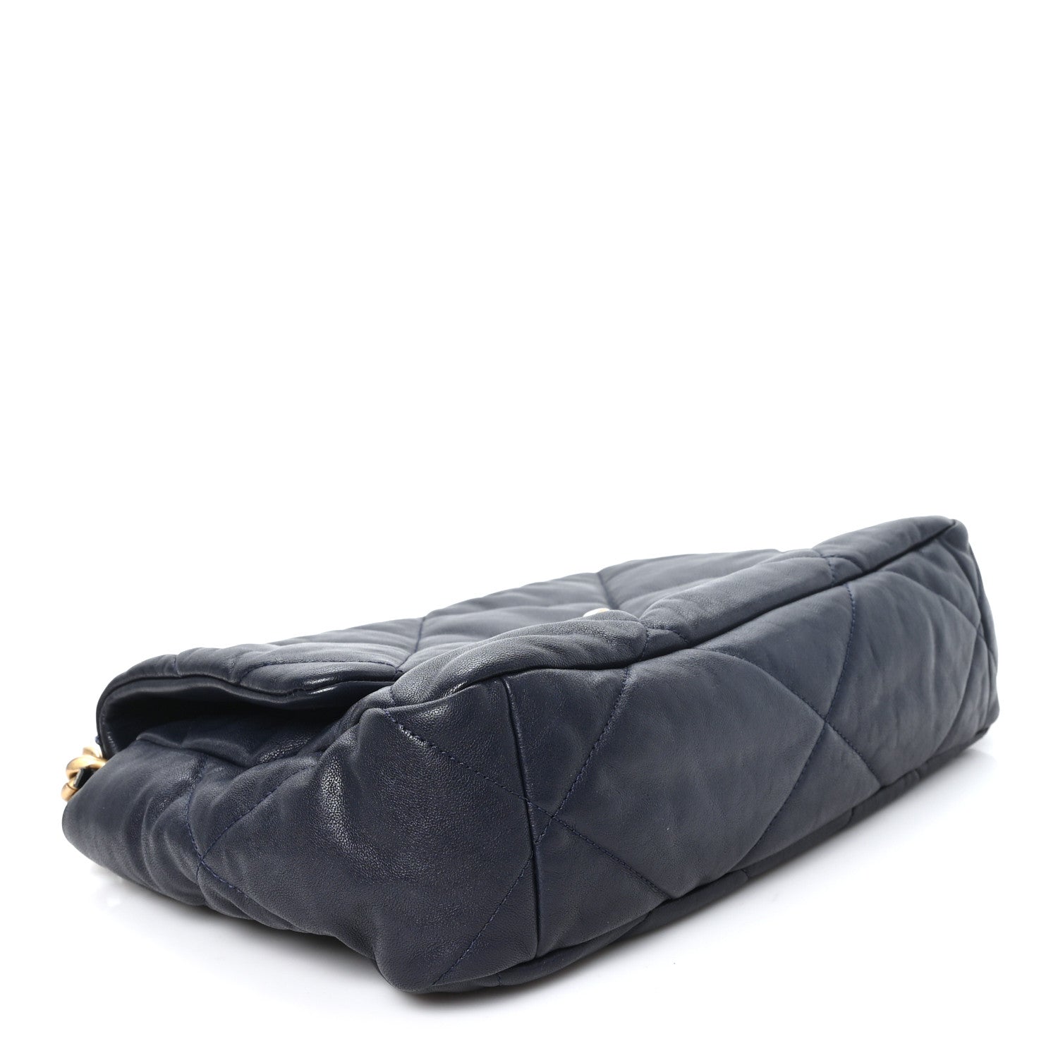 Chanel Goatskin Quilted Large Chanel 19 Flap Navy Blue 4 of 10