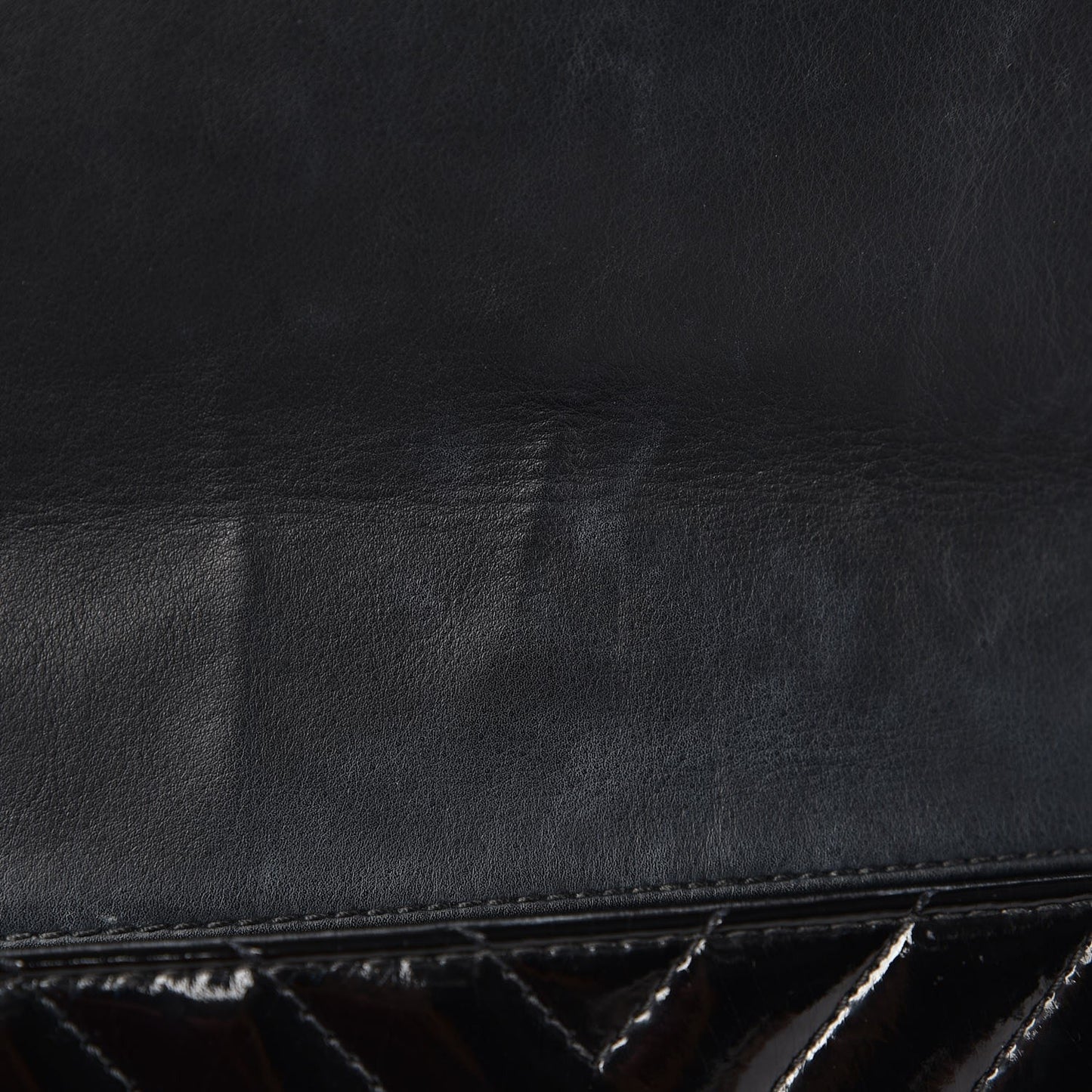 Patent Chevron Quilted Jumbo Single Flap Black