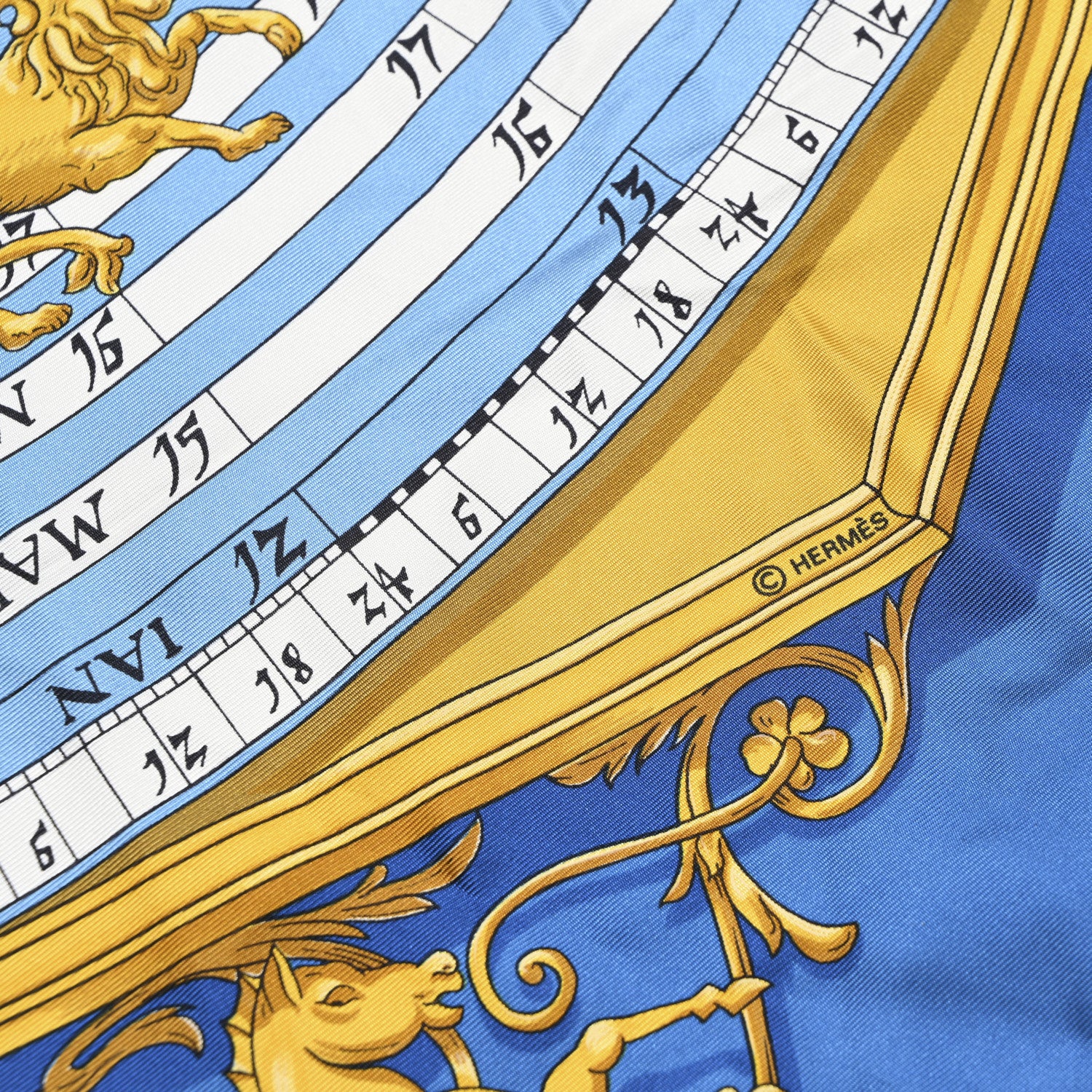 Hermes Silk Astrologie Scarf 90 Light Blue White Gold 4 of 6