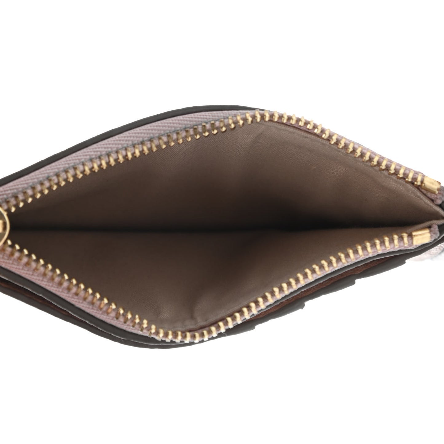 Grained Calfskin Drew Card Holder Cement Pink