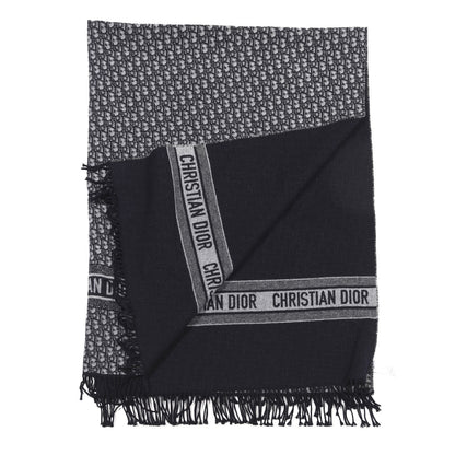 Christian Dior Cashmere Wool CD Oblique Throw Blanket Blue 2 of 3