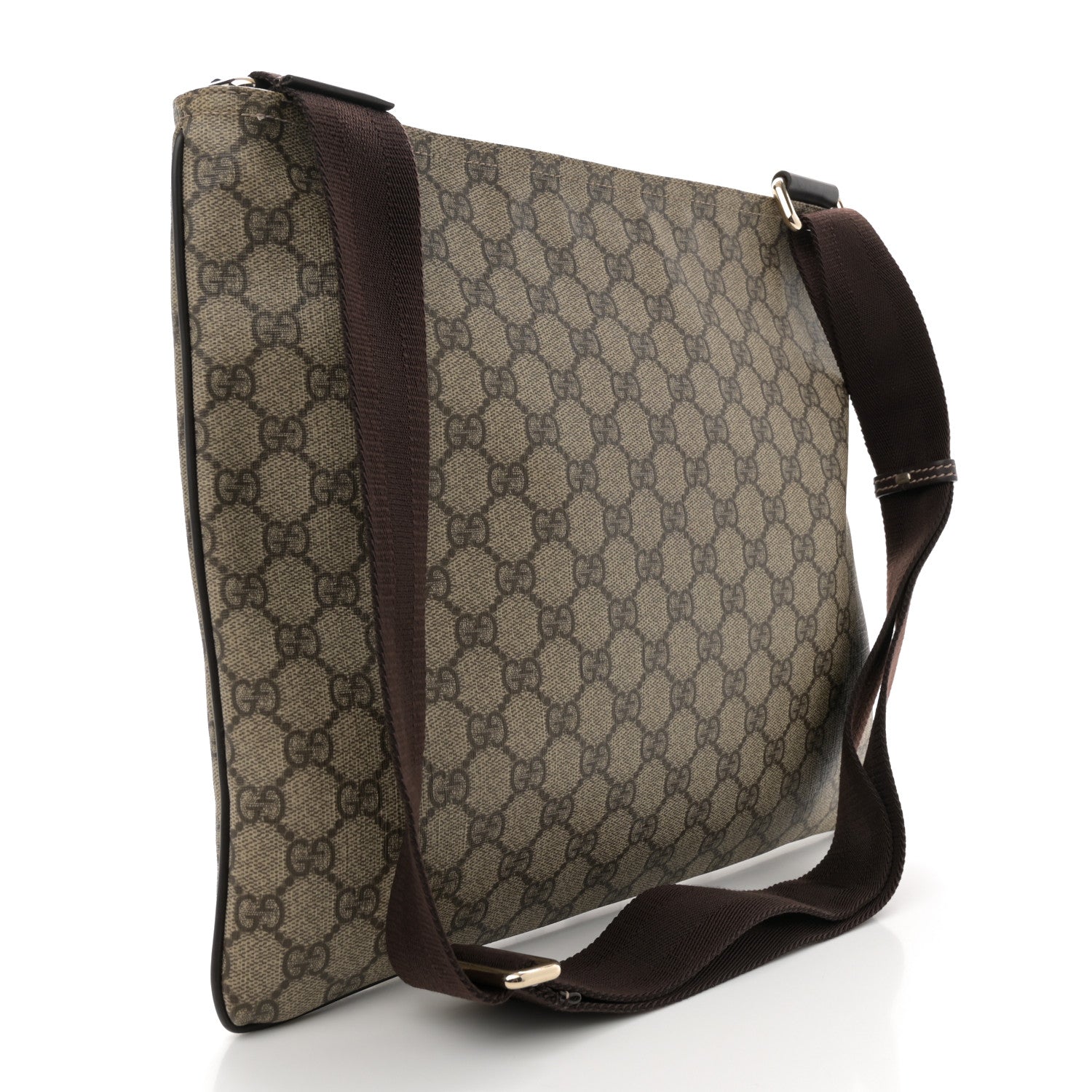 Gucci GG Supreme Monogram Medium Flat Messenger Bag Dark Brown 3 of 10