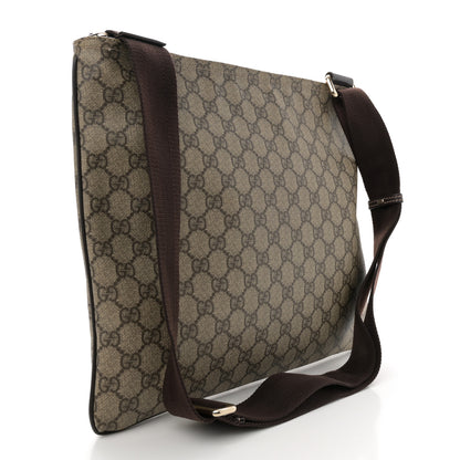 Gucci GG Supreme Monogram Medium Flat Messenger Bag Dark Brown 3 of 10
