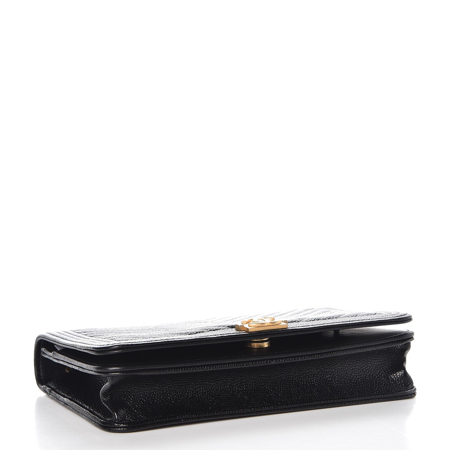 Chanel Caviar Chevron Quilted Boy Wallet On Chain WOC Black 4 of 10