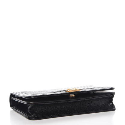 Chanel Caviar Chevron Quilted Boy Wallet On Chain WOC Black 4 of 10
