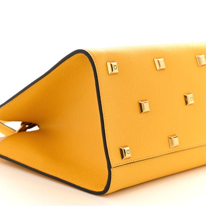 Salvatore Ferragamo Hammered Calfskin Medium The Studio Box Bag Yellow 9 of 10
