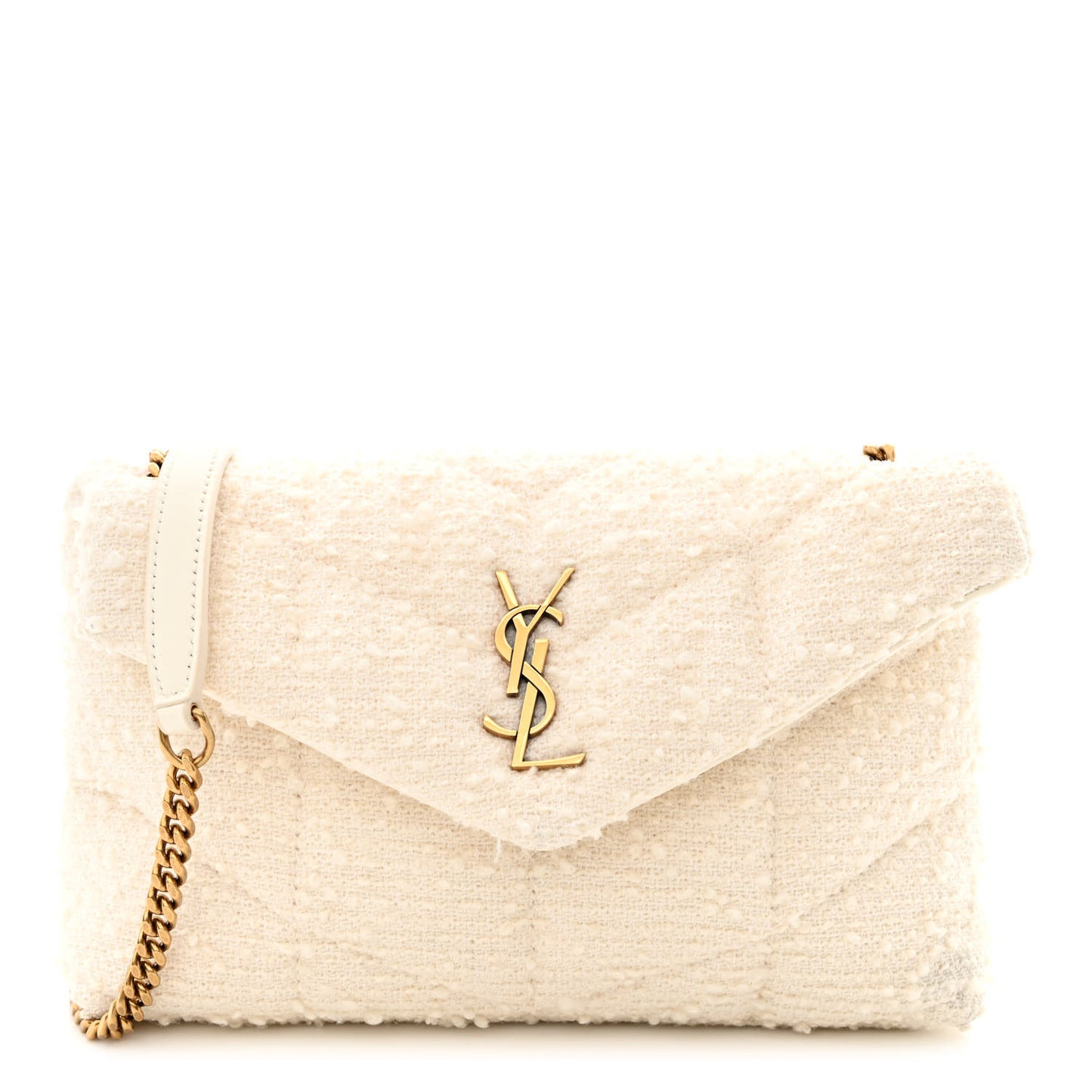 Boucle Tweed Quilted Toy Loulou Puffer Monogram Chain Satchel Crema Soft