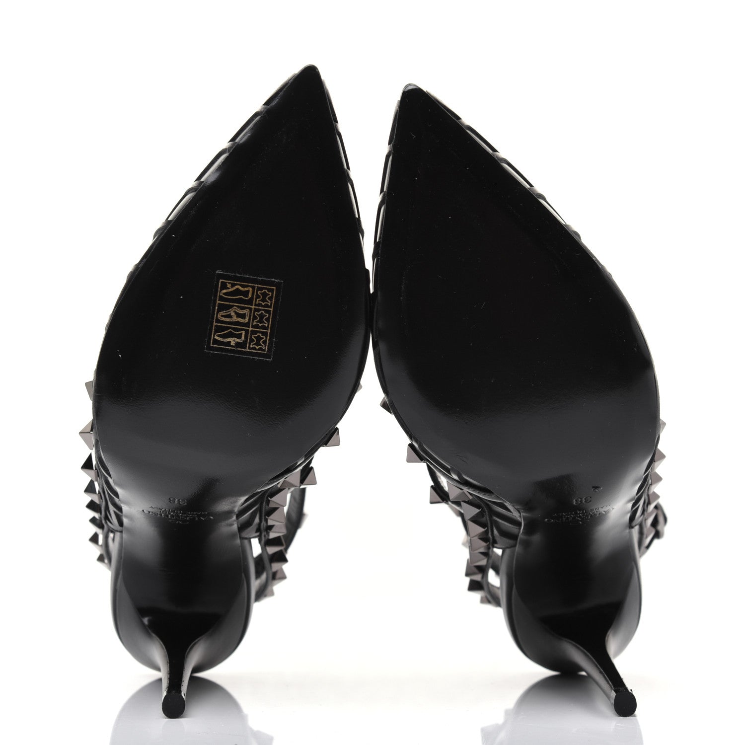 Valentino Garavani Calfskin Nappa Boudoir Rockstud Ankle Strap 100mm Pumps 38 Black 5 of 12