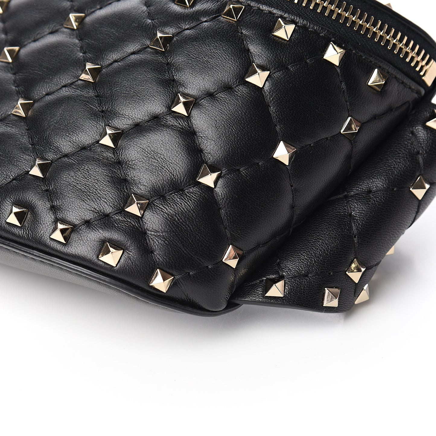 Lambskin Rockstud Spike Belt Bag 85 Black