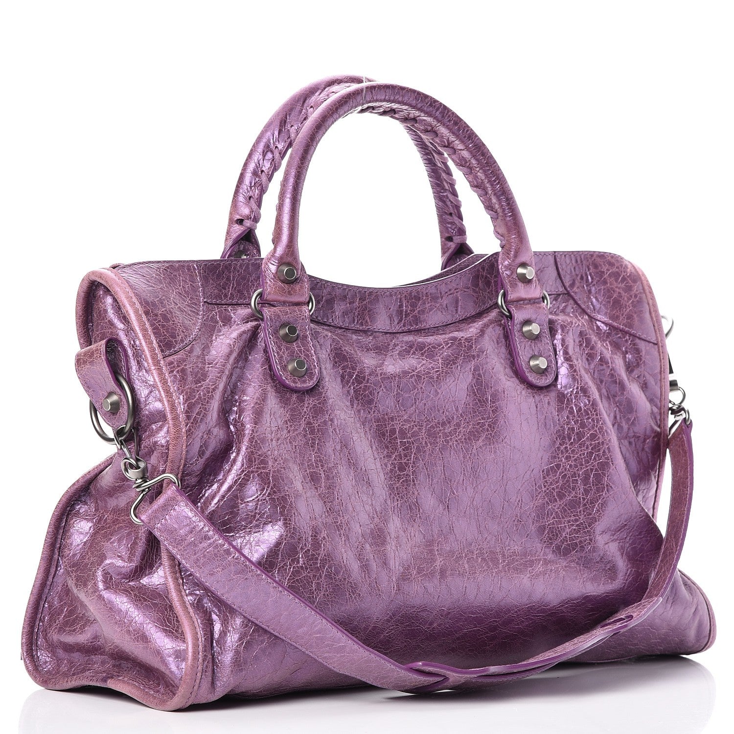 Balenciaga Agneau Classic Hardware City Metallic Purple 3 of 9