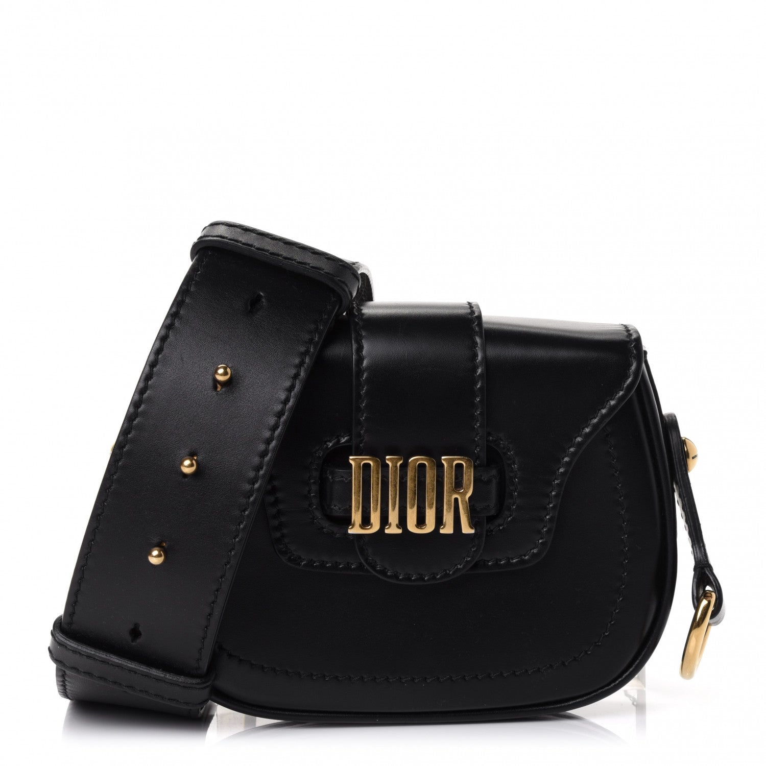 Christian Dior Calfskin Mini D Fence Saddle Bag Black 1 of 4