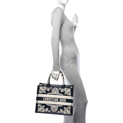 Christian Dior Calfskin Cornely-Effect Embroidery Medium Book Tote Black White 2 of 9