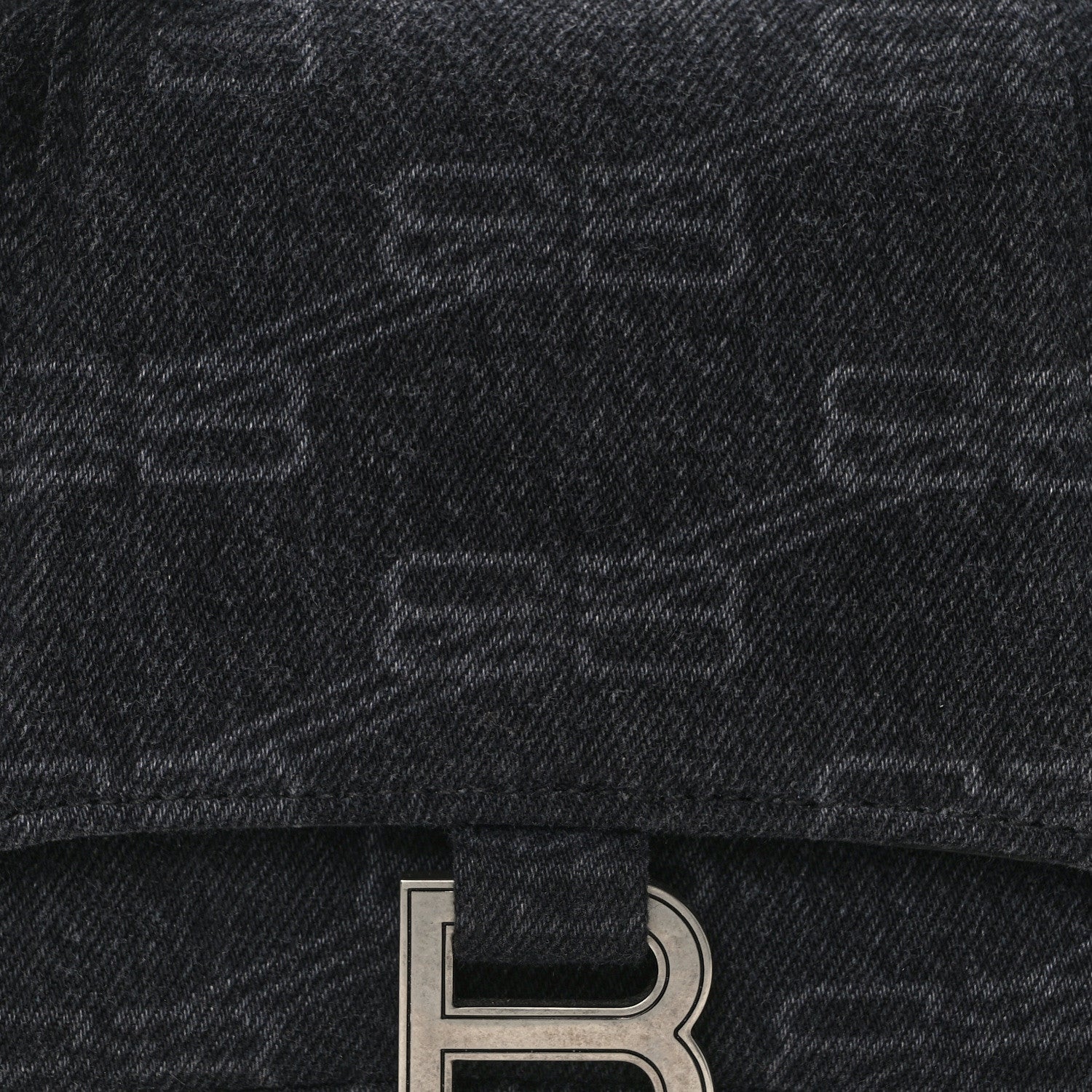 Balenciaga Washed Denim BB Monogram Small Hourglass Top Handle Bag Black 7 of 12