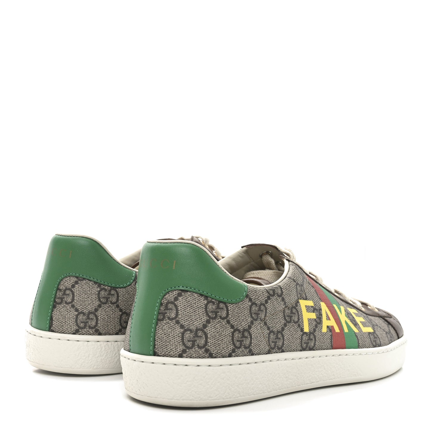 GG Supreme Monogram Fake/Not Mens Ace Sneakers 8 Beige New Shamarock Brown Sugar