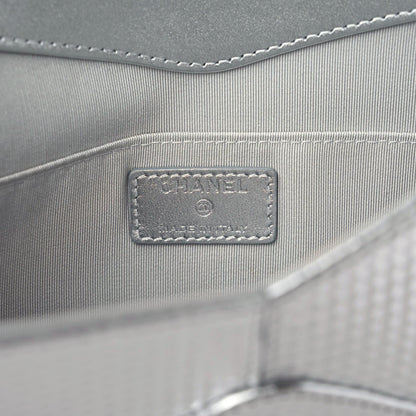 Chanel Metallic Lambskin Embossed Envelope Clutch Silver 6 of 10