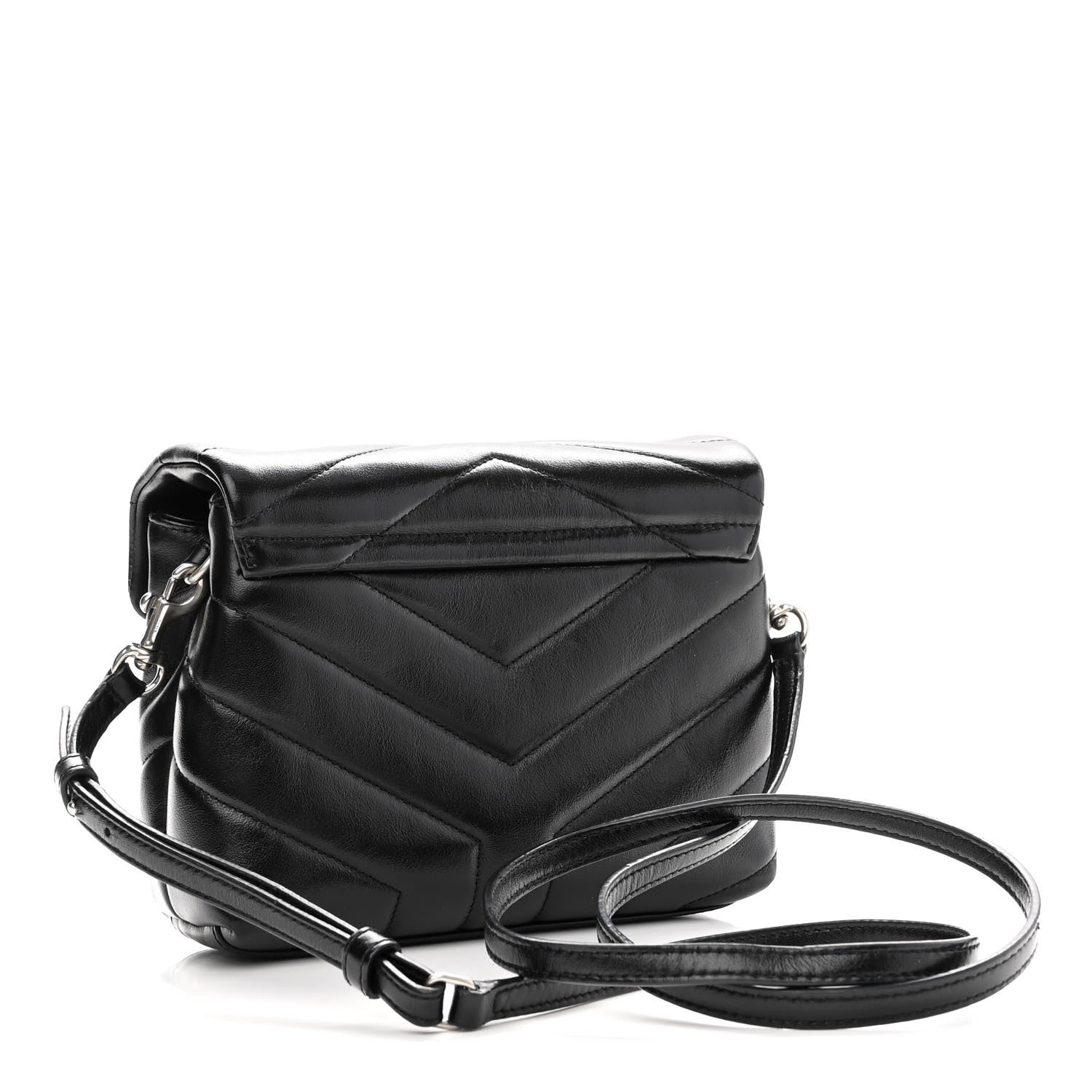 Saint Laurent Calfskin Y Quilted Monogram Toy Loulou Crossbody Bag Black 4 of 9