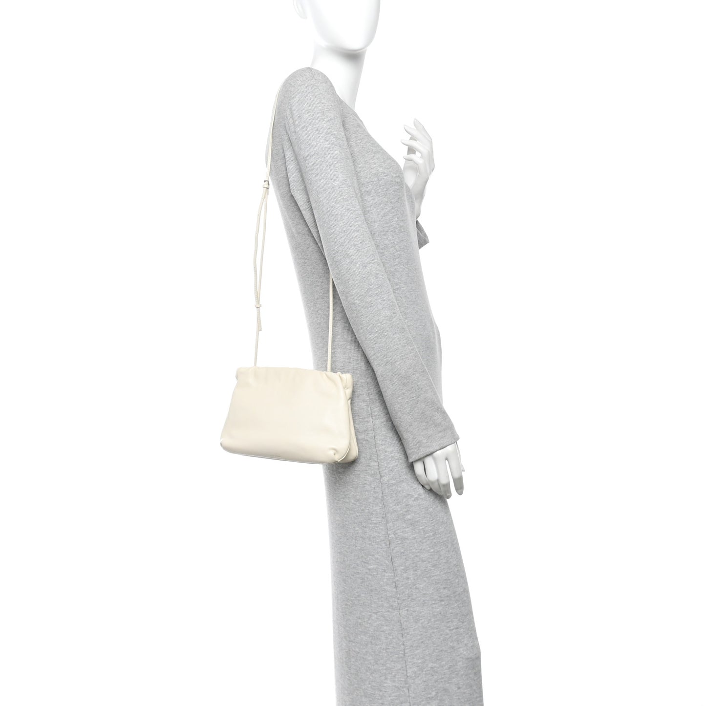 Grained Calfskin Bourse Clutch Ivory
