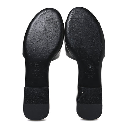 Chanel Lambskin Pearl CC Sandals 37.5 Black 7 of 11