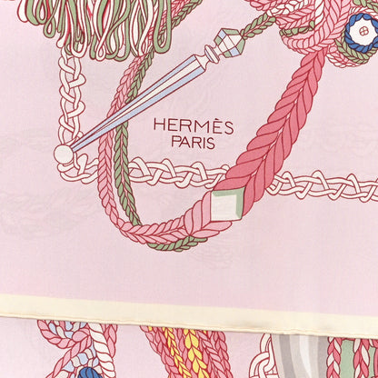 Hermes Silk Le Timbalier Scarf 90 Rose Pale Vert Amande 2 of 3