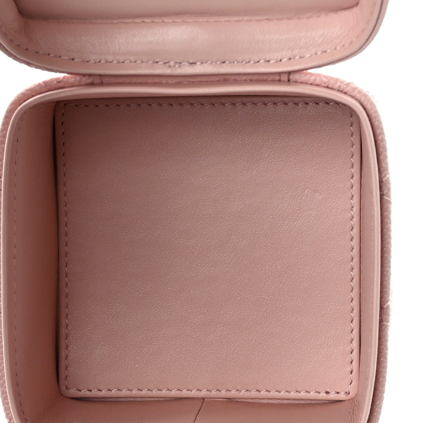Caviar Quilted Mini Vanity Wrist Case With Chain Light Pink