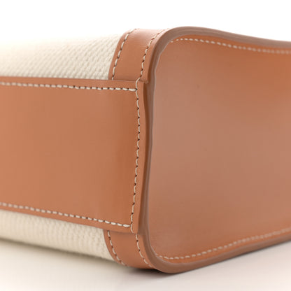 Celine Canvas Calfskin Logo Print Small Vertical Cabas Natural Tan 10 of 11