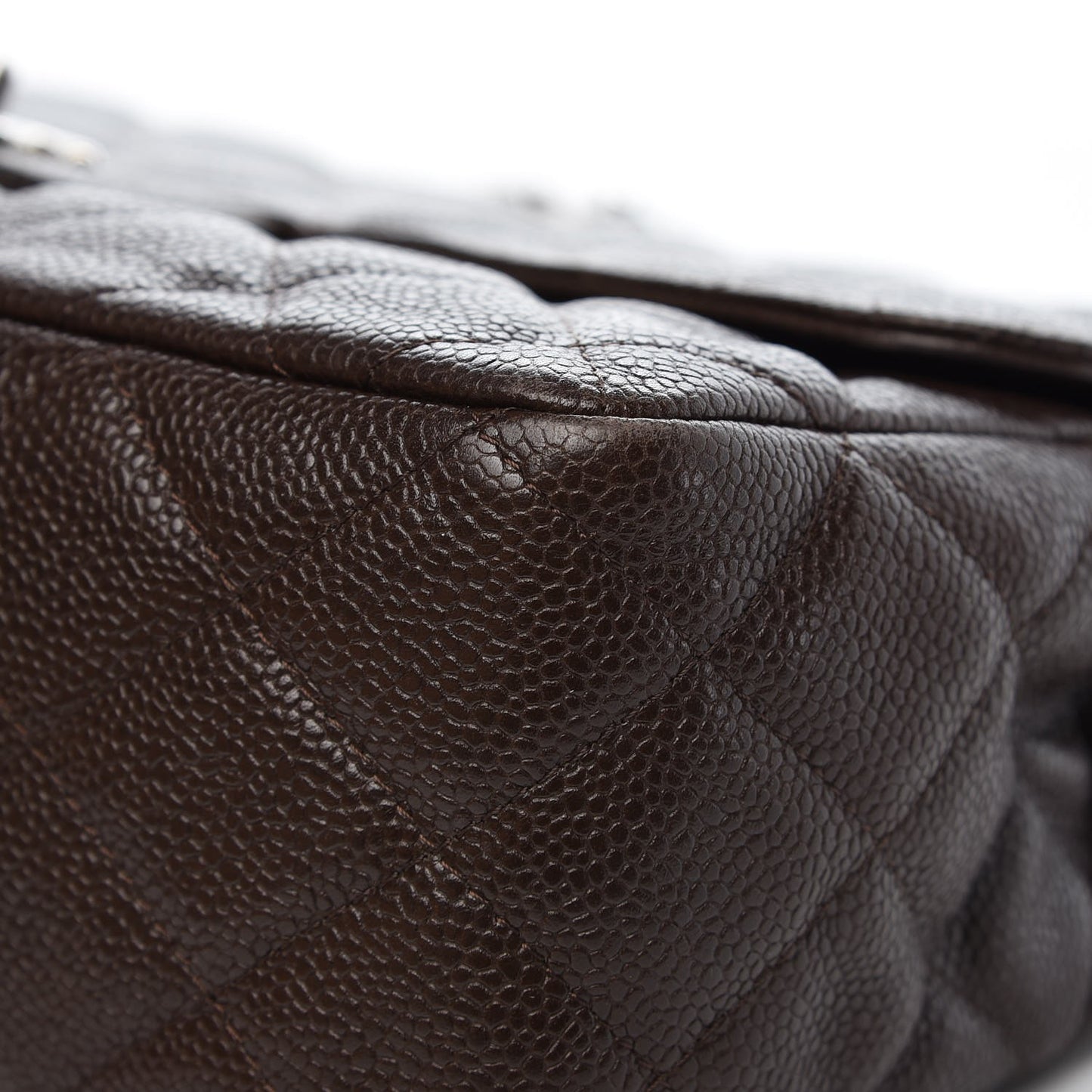 Caviar Quilted Jumbo Single Flap Dark Brown