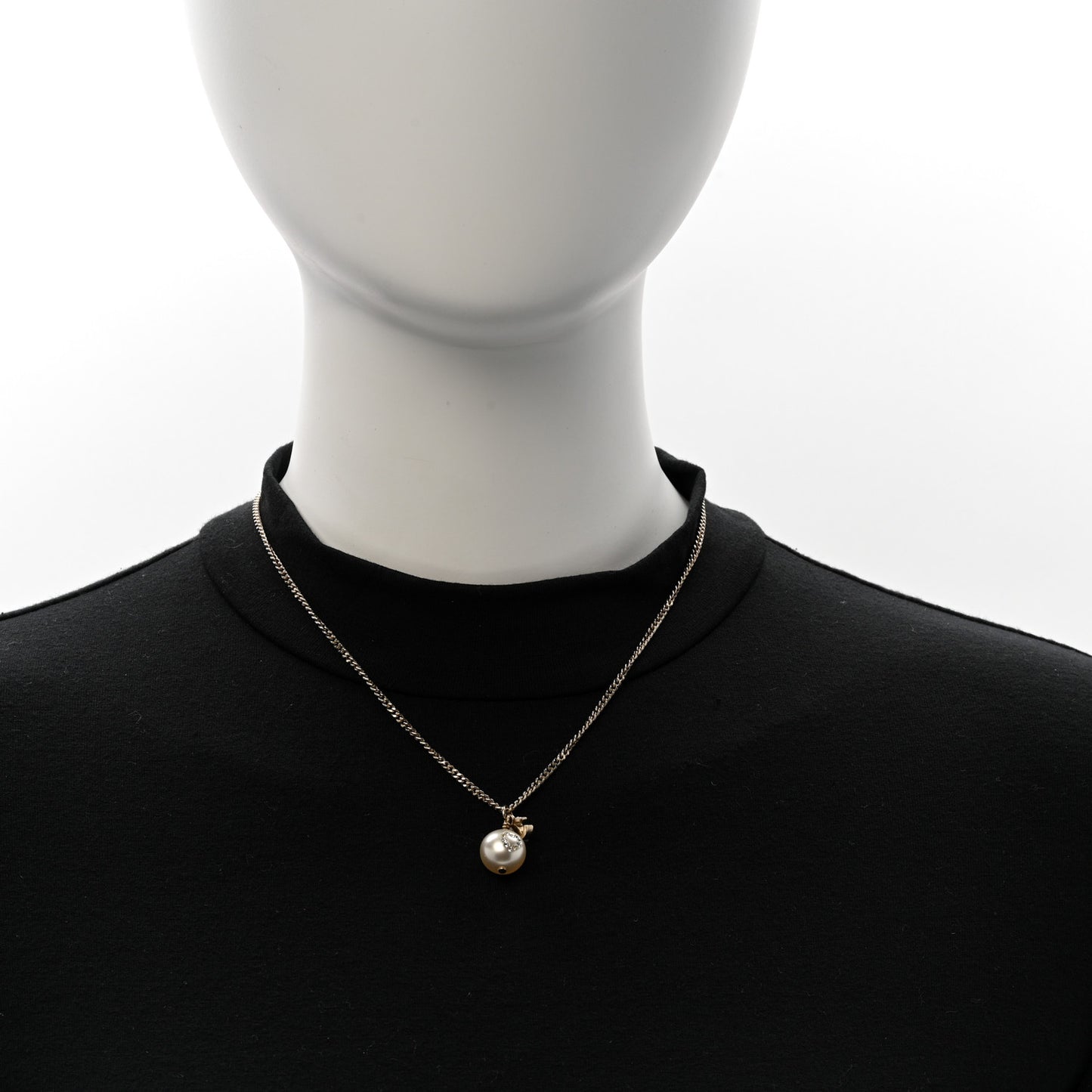 Pearl Crystal CC Heart Necklace Gold White