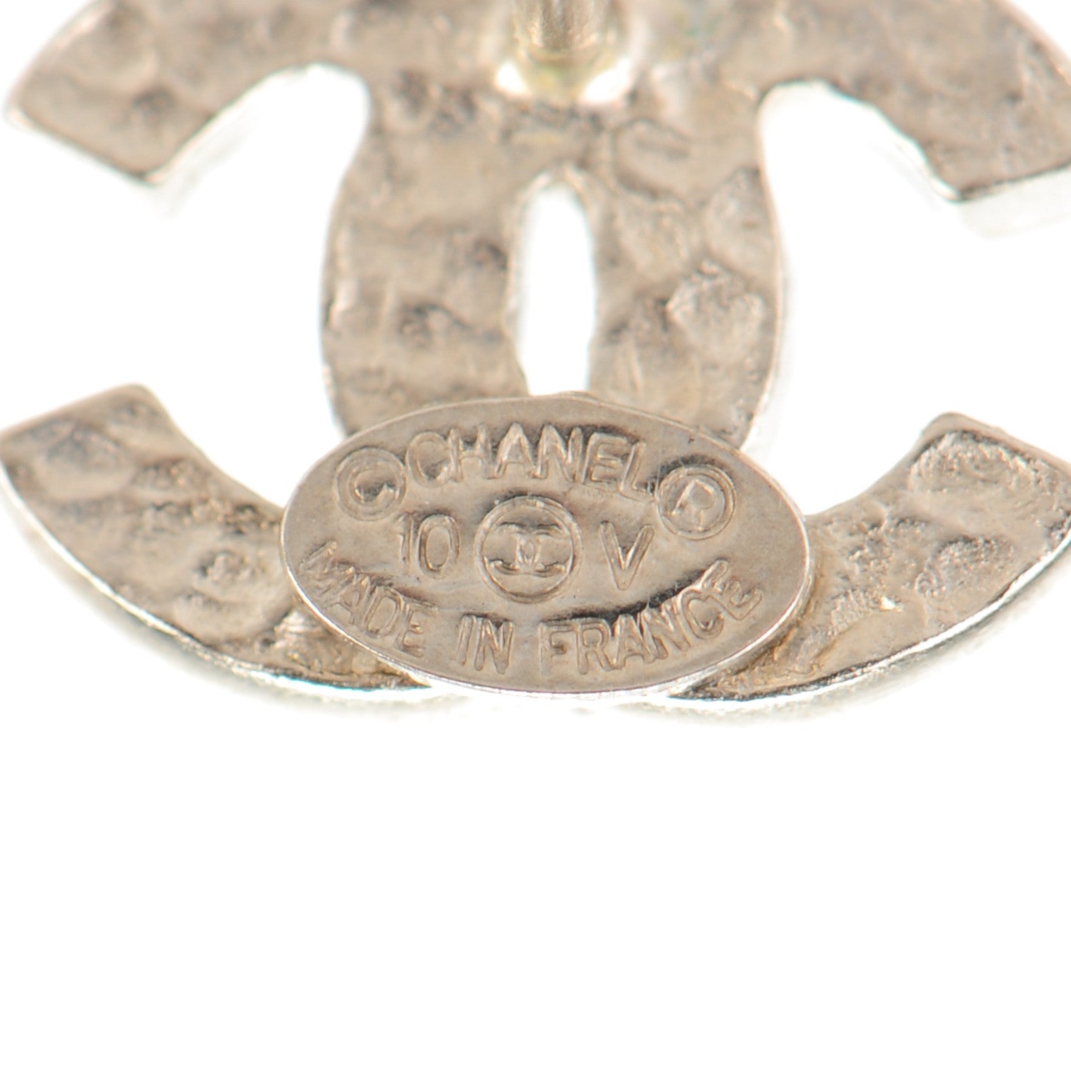 Chanel Crystal Timeless CC Earrings Silver 4 of 4