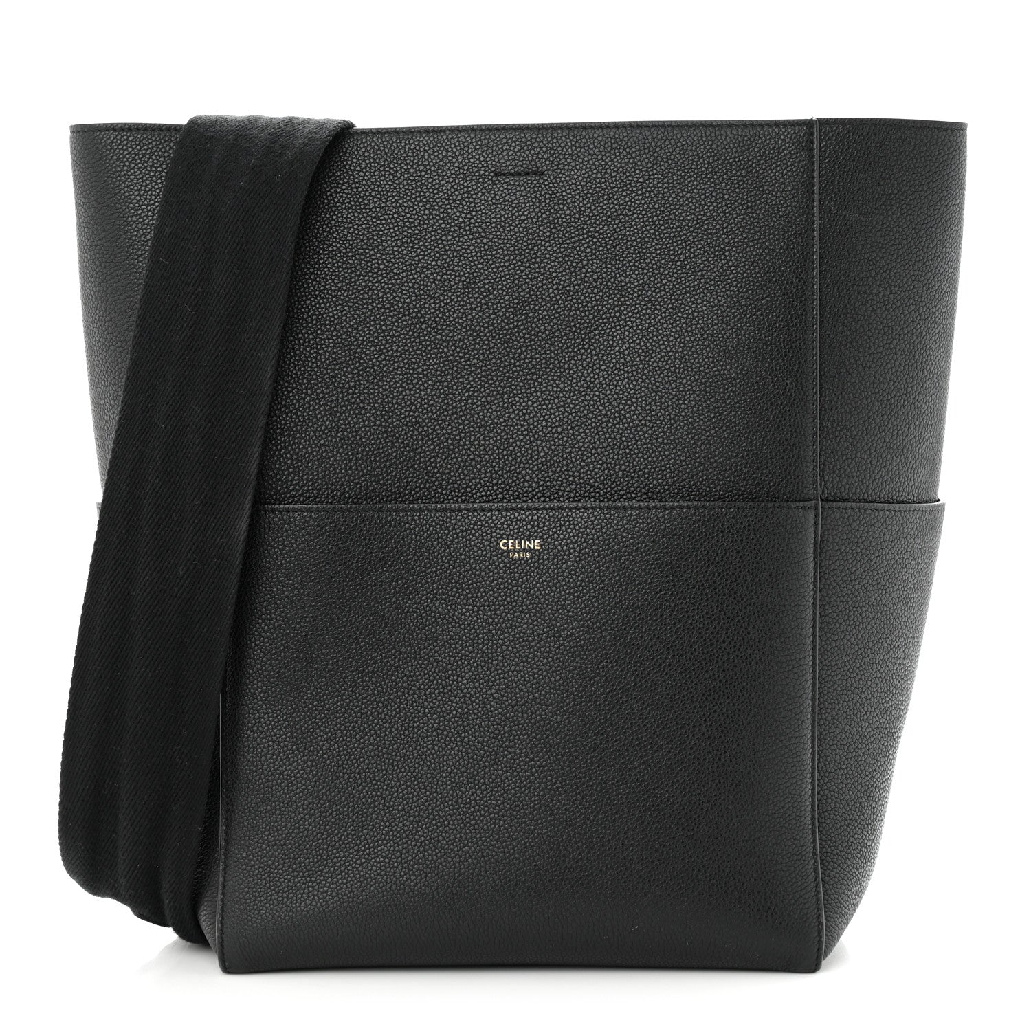 Celine Soft Grained Calfskin Sangle Bucket Bag Black 1 of 9