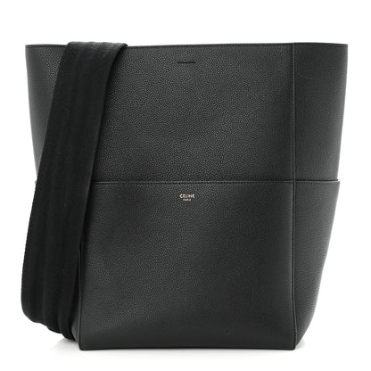 Celine Soft Grained Calfskin Sangle Bucket Bag Black 1 of 9