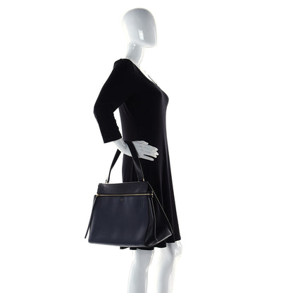 Celine Supple Calfskin Medium Edge Shoulder Bag Navy Blue 4 of 20