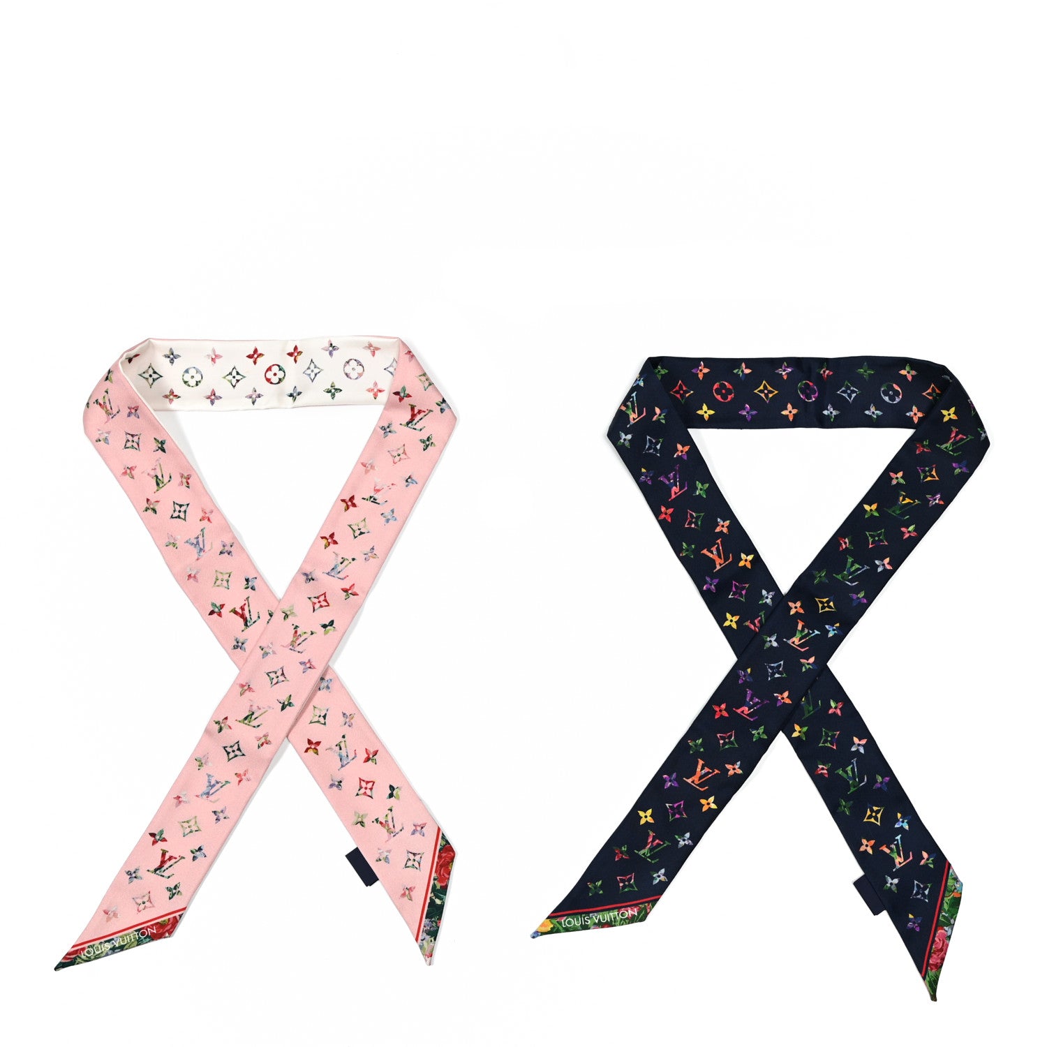Louis Vuitton Silk Monogram LV Garden Bandeau Set Blue Pink 1 of 4