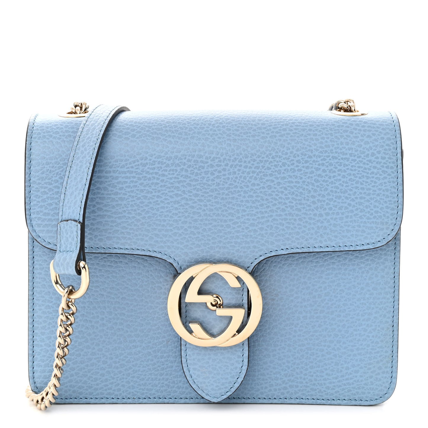 Dollar Calfskin Small Interlocking G Shoulder Bag Mineral Blue