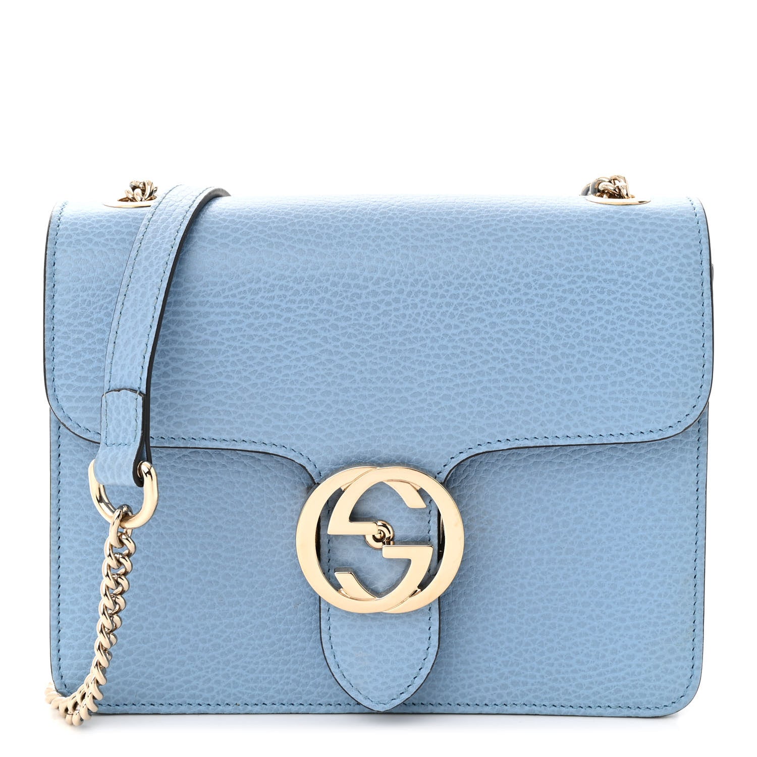 Gucci Dollar Calfskin Small Interlocking G Shoulder Bag Mineral Blue 1 of 10
