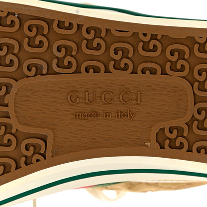 Gucci Suede Shearling Web GG Monogram Embossed Womens 1977 Tennis High Top Sneakers 37 Butterscotch Mystic White 7 of 8