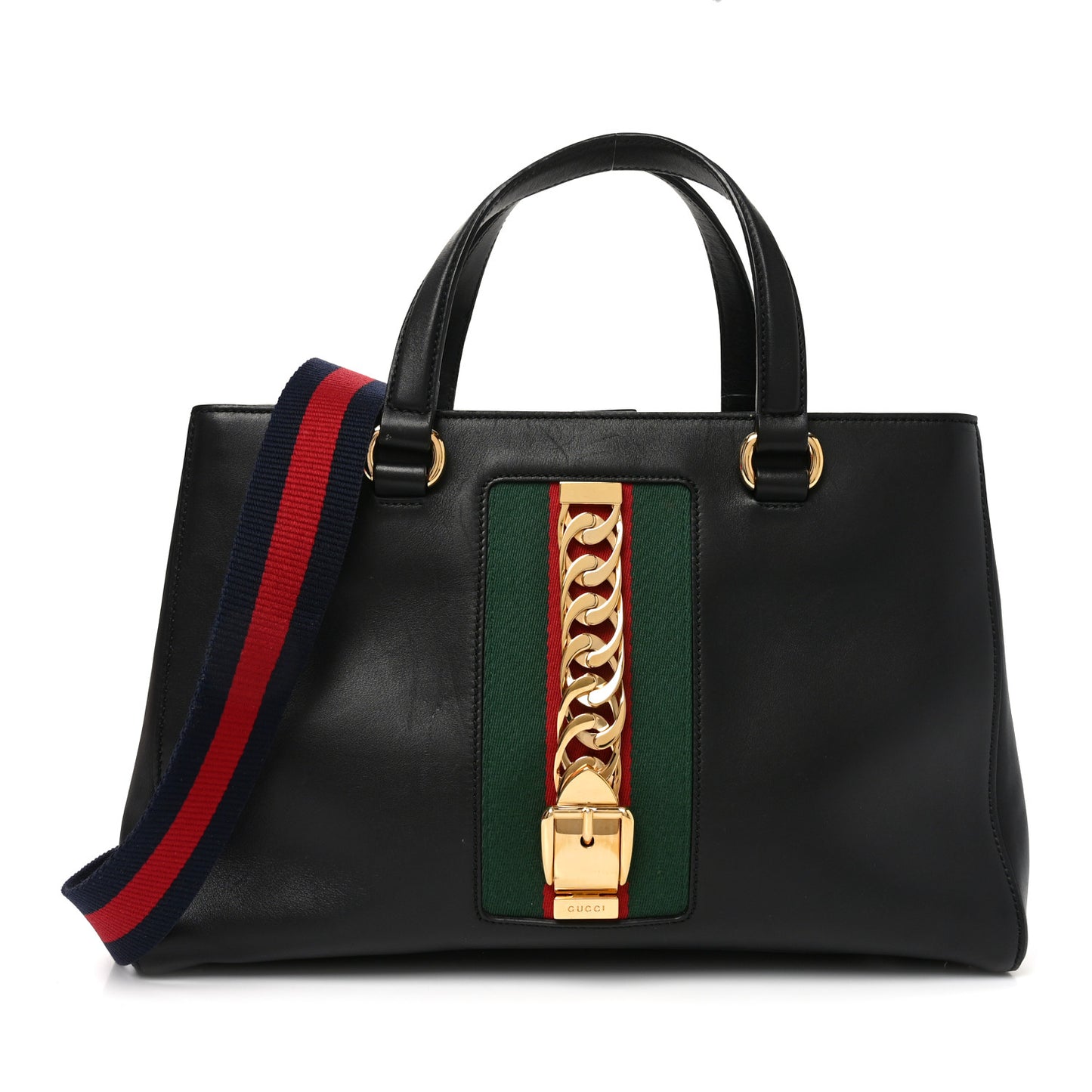Calfskin Large Sylvie Top Handle Tote Black