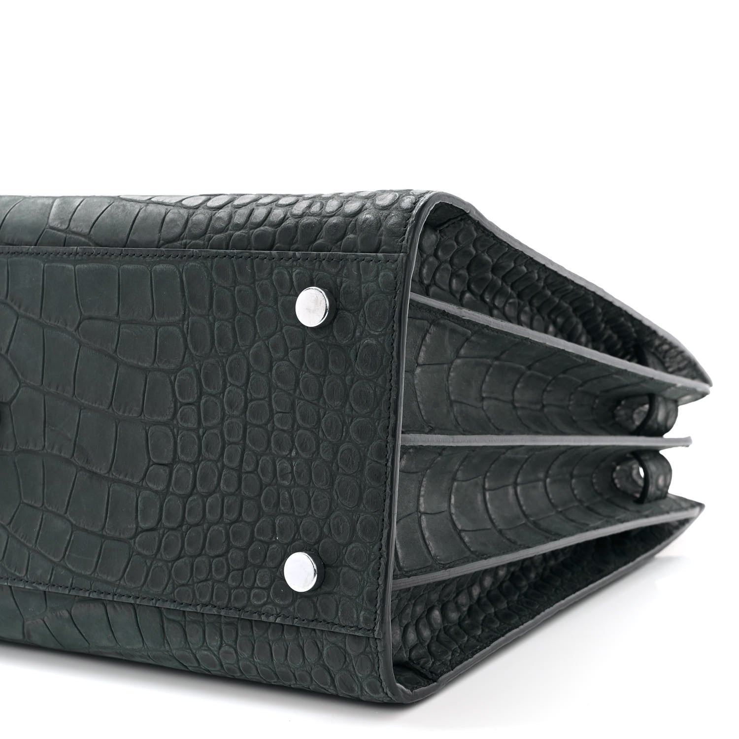 Saint Laurent Calfskin Crocodile Embossed Small Sac de Jour Dusty Black 10 of 10