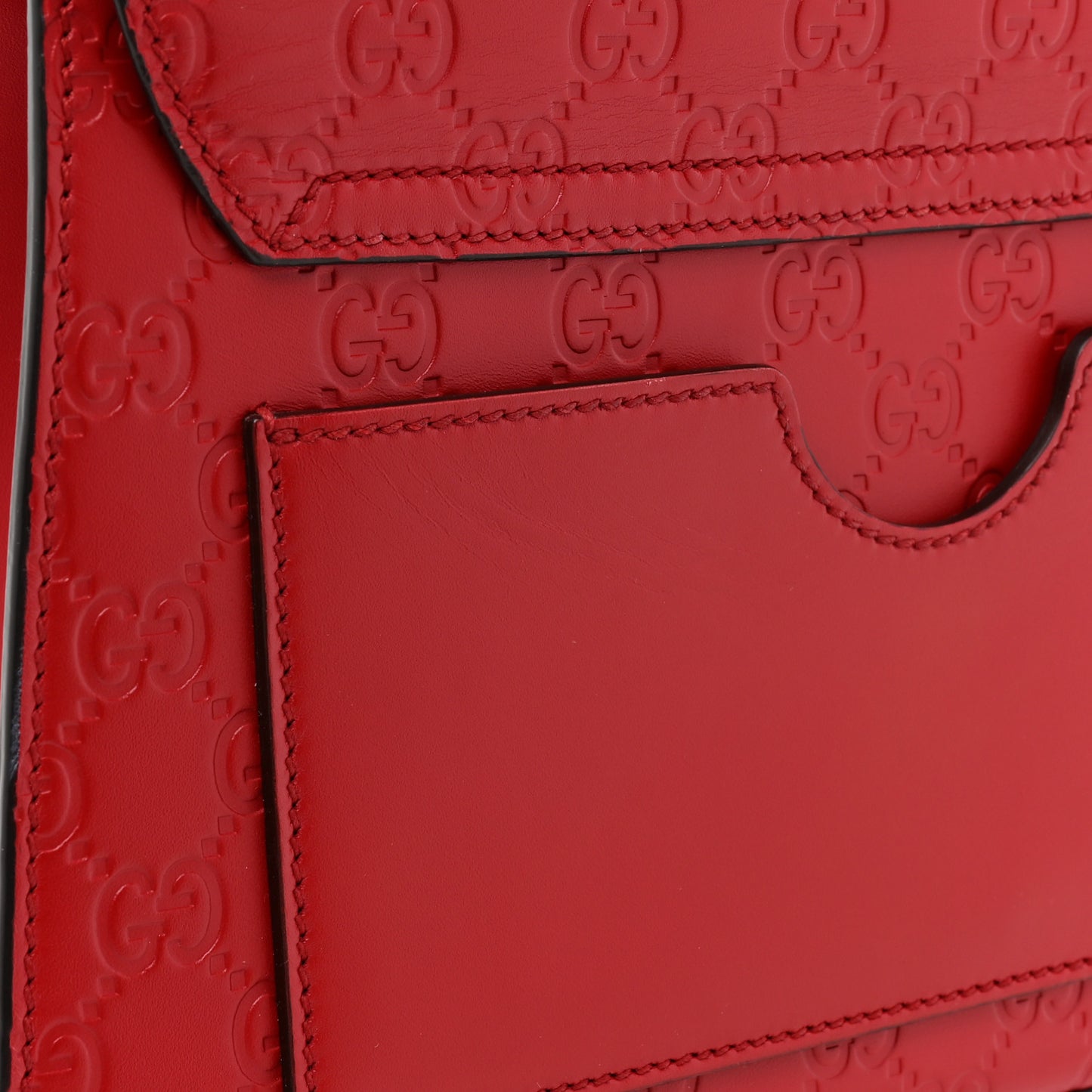 Guccissima Signature Small Padlock Top Handle Bag Hibiscus Red