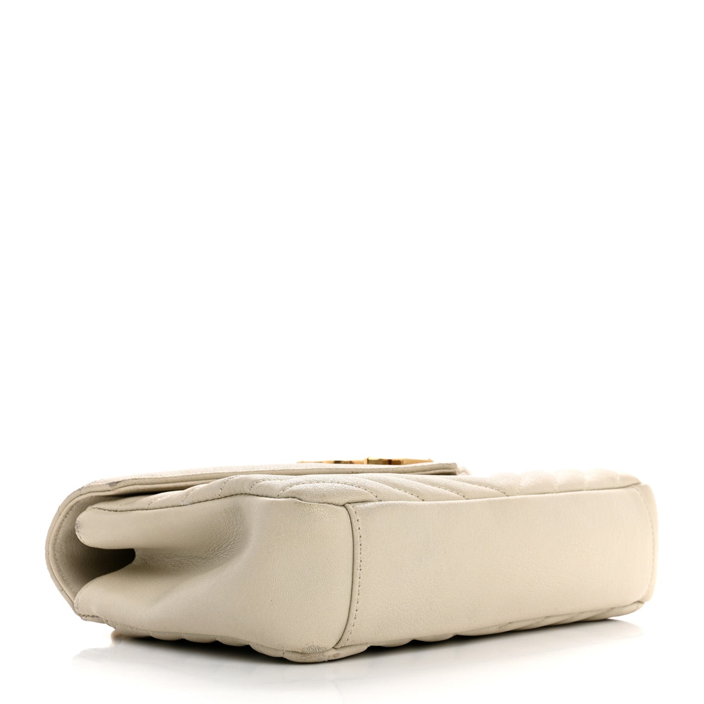 Sheepskin Matelasse Chevron Monogram Medium College Bag Crema Soft