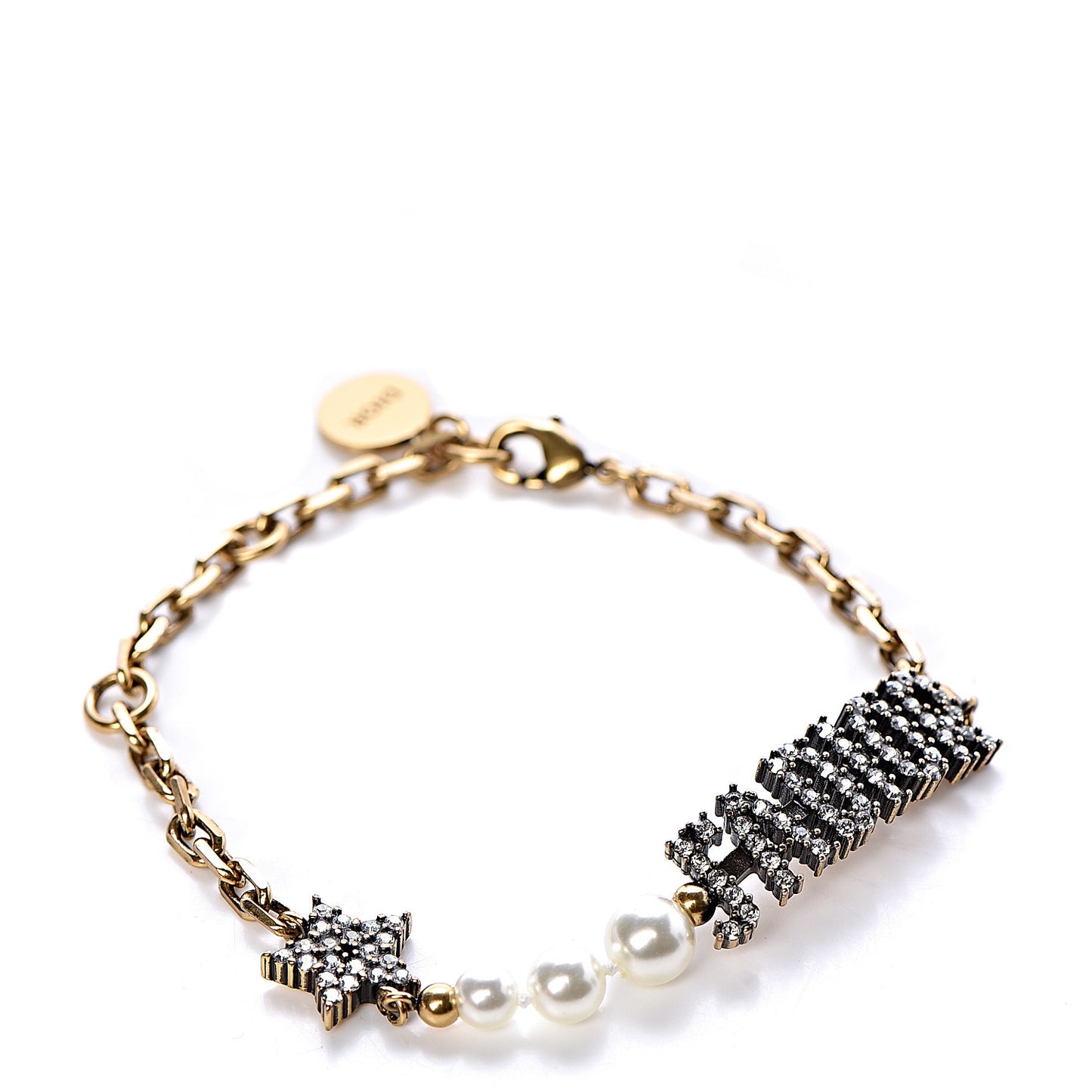 Metal Crystal Pearl J'Adior Bracelet Gold