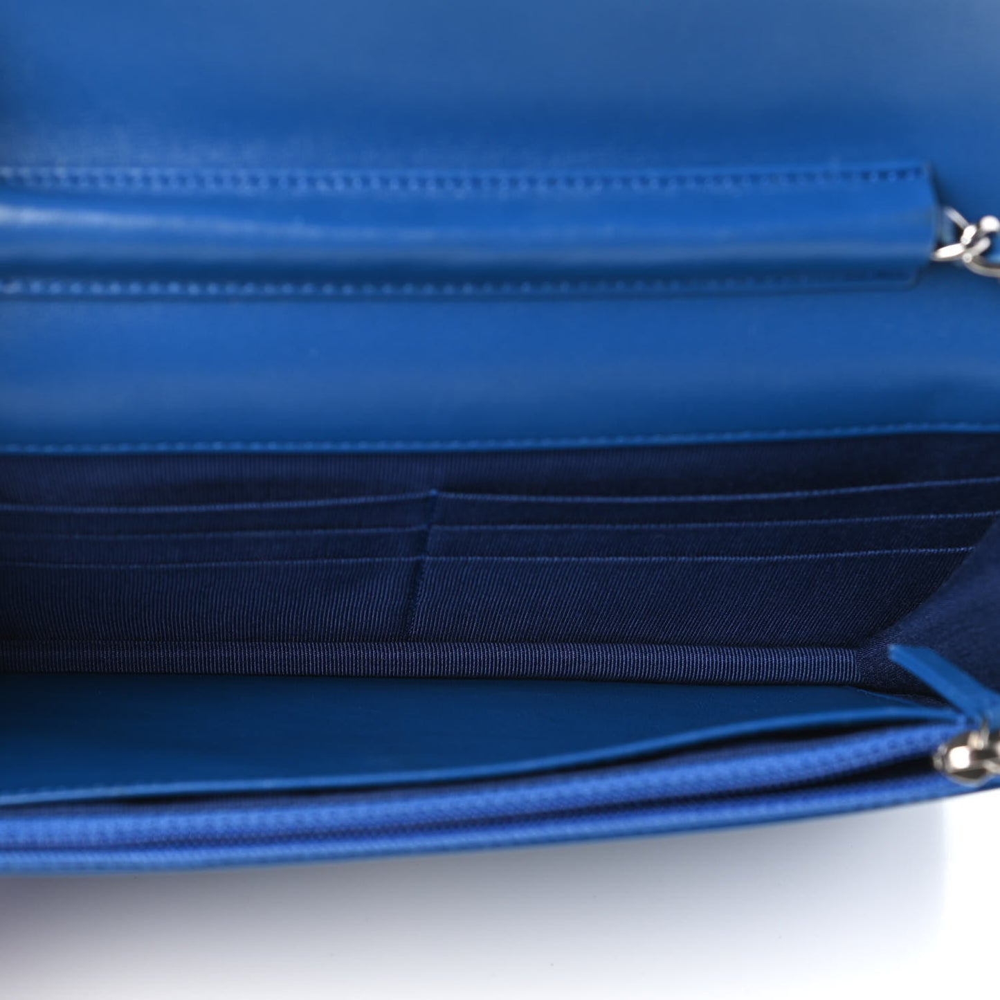 Patent Quilted Wallet On Chain WOC Dark Blue